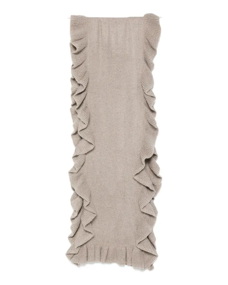 Twin-Set ruffle-trim knitted scarf - Nude Nude