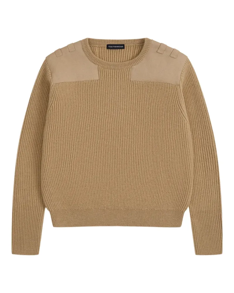 Gosha Rubchinskiy ribbed-knit elbow-patch sweater - Nude Nude