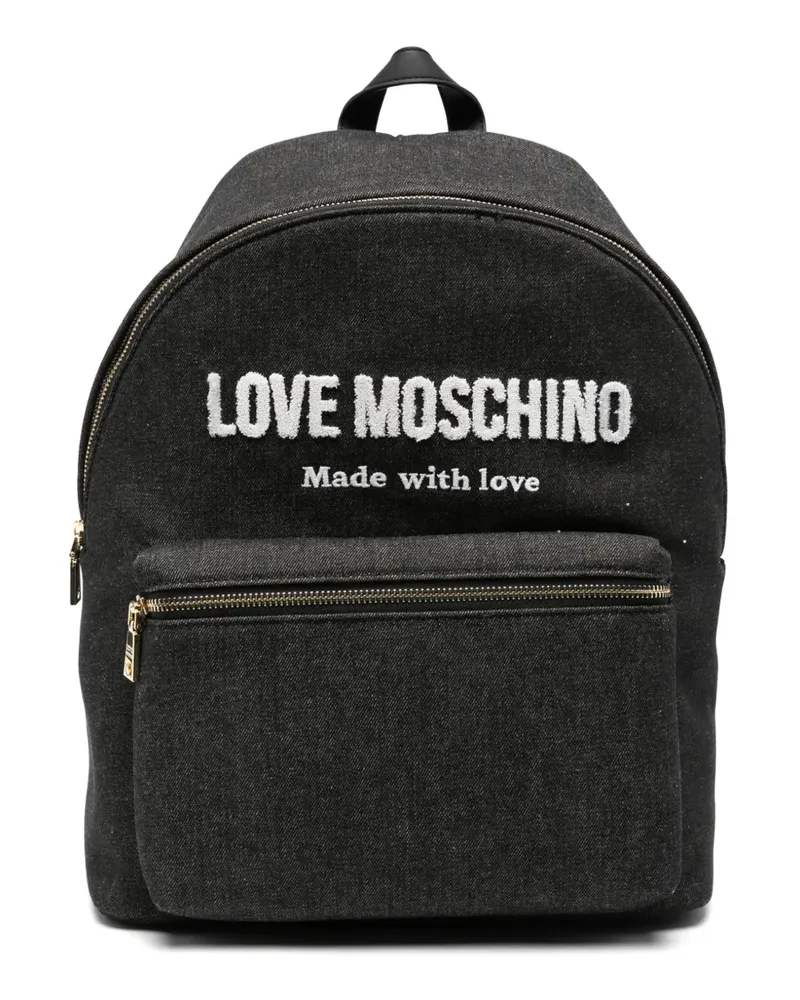 Moschino Jeans-Rucksack mit Logo-Patch - Schwarz Schwarz