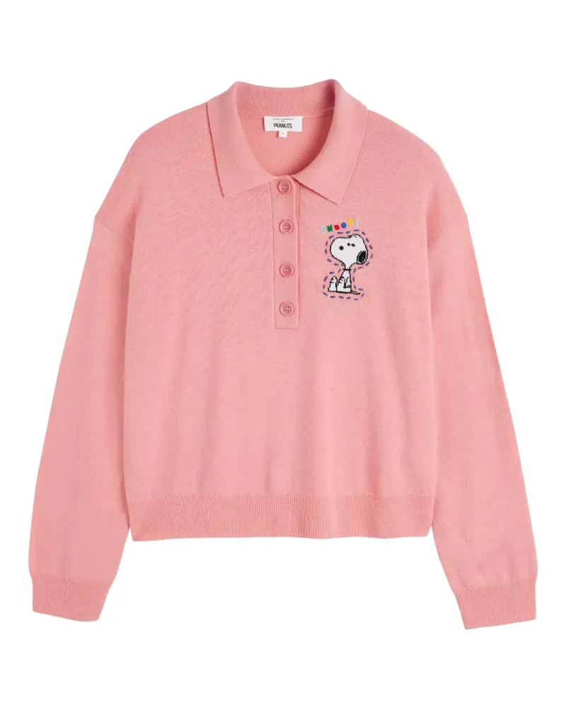 Chinti & Parker Poloshirt mit Snoopy-Stickerei - Rosa Rosa