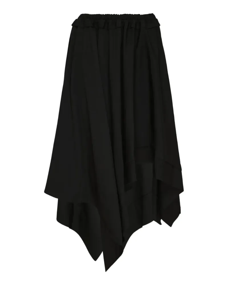 Yohji Yamamoto elasticated-waist asymmetric-hem skirt - Schwarz Schwarz