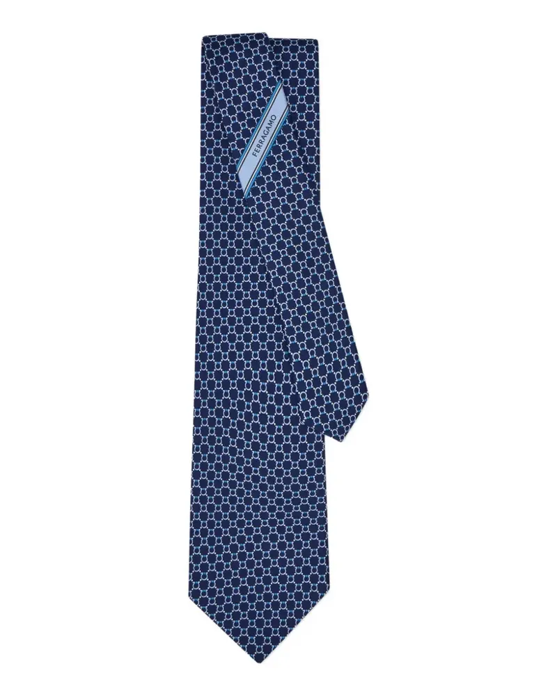 Ferragamo Seidenkrawatte mit Gancini-Print - Blau Blau