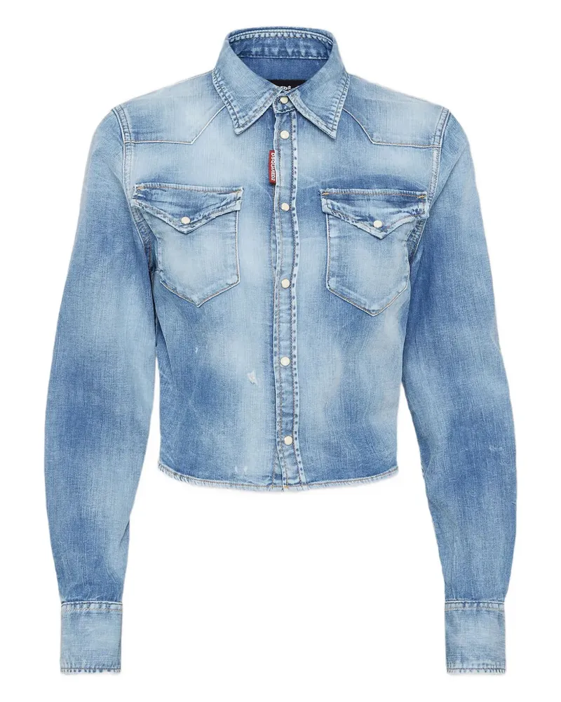 Dsquared2 Jeanshemd im Cropped-Design - Blau Blau