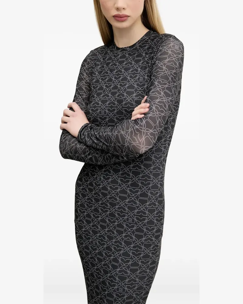 HUGO BOSS Langärmeliges Maxikleid mit Print - Grau Grau