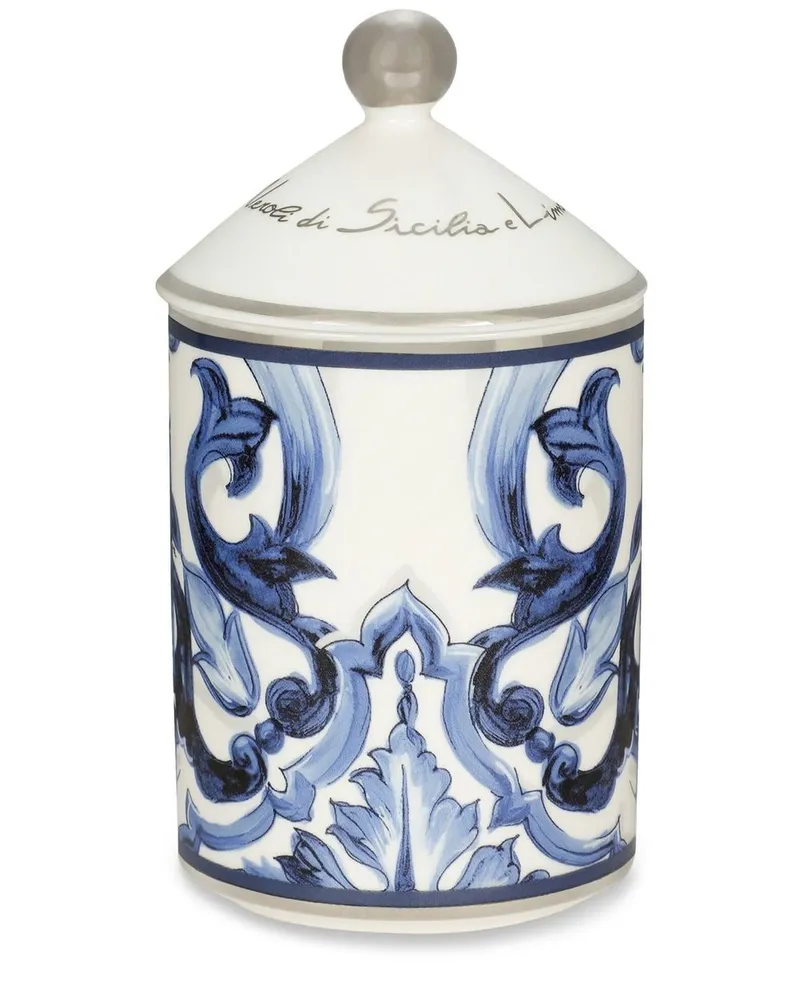 Dolce & Gabbana Duftkerze mit abstraktem Print - Blau Blau
