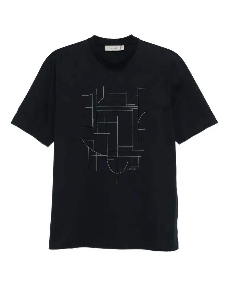 Canali T-Shirt mit geometrischem Print - Blau Blau