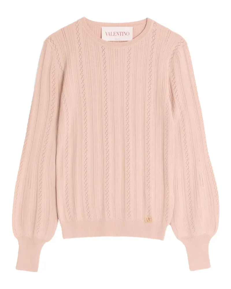 Valentino Garavani Gerippter Pullover mit VLogo Signature - Rosa Rosa