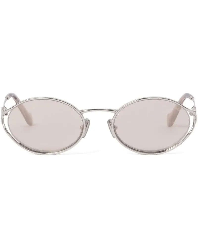 Miu Miu Sonnenbrille mit ovalem Gestell - Silber Silber