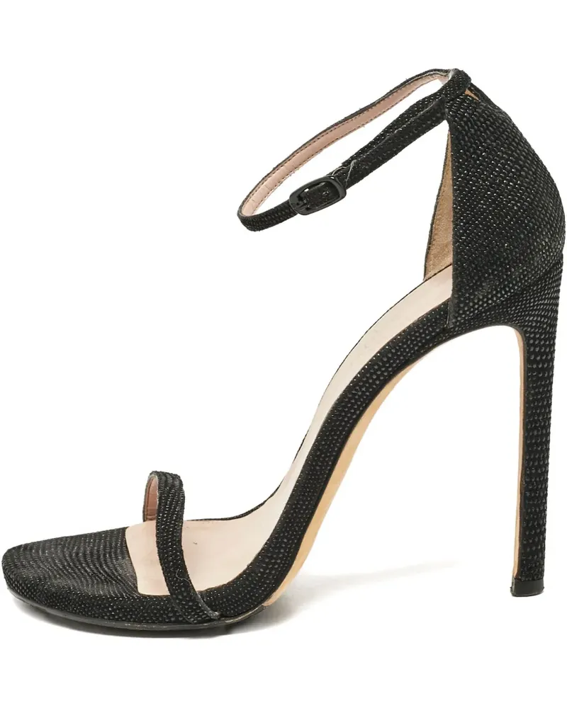 Stuart Weitzman Pre-owned strukturierte Wildledersandalen mit Schnalle 85mm - Schwarz Schwarz