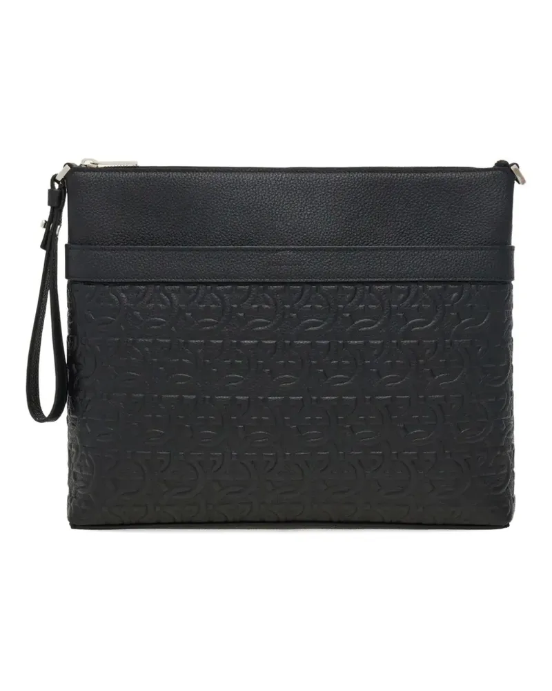 Ferragamo Clutch mit Gancini-Prägung - Schwarz Schwarz