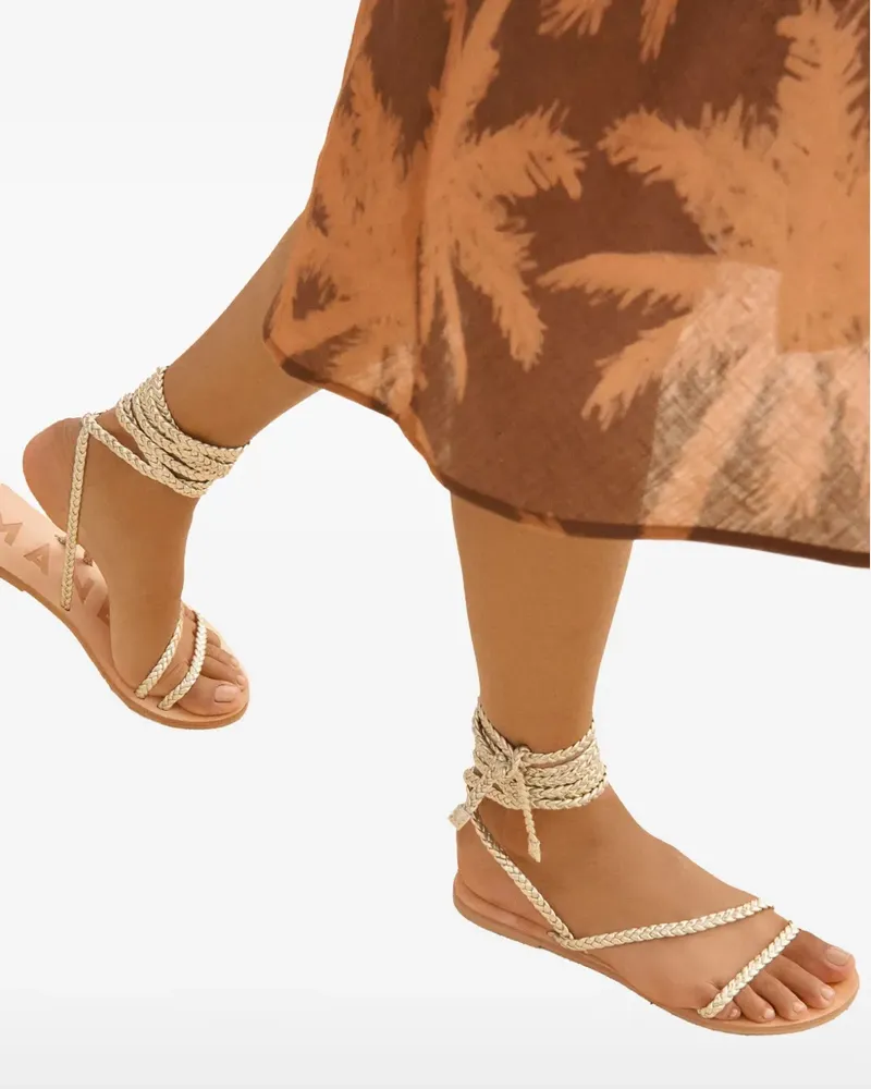 Manebí Sandalen mit geflochtenen Riemen - Gold Gold