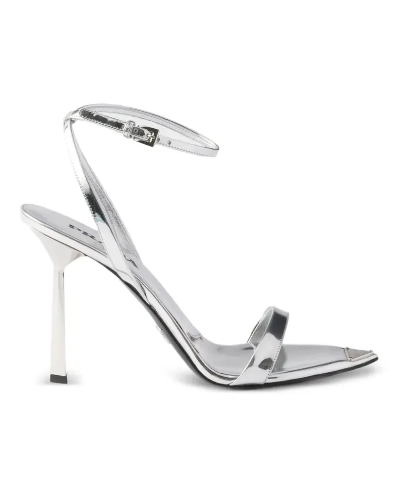 Prada Leder-Sandalen in Metallic-Optik - Silber Silber