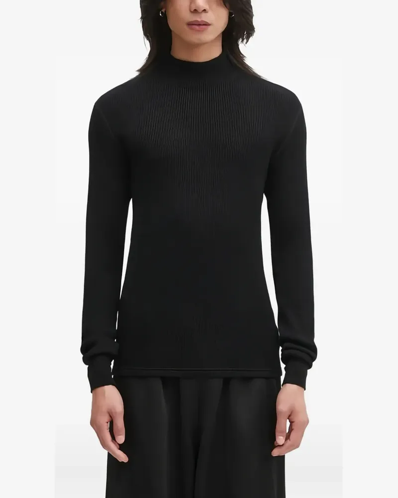 Visvim Gerippter Rollkragenpullover - Schwarz Schwarz