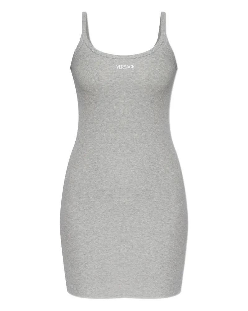 Versace logo ribbed dress - Grau Grau