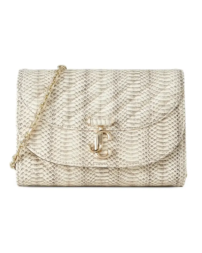 Jimmy Choo Curve snake-effect clutch bag - Nude Nude