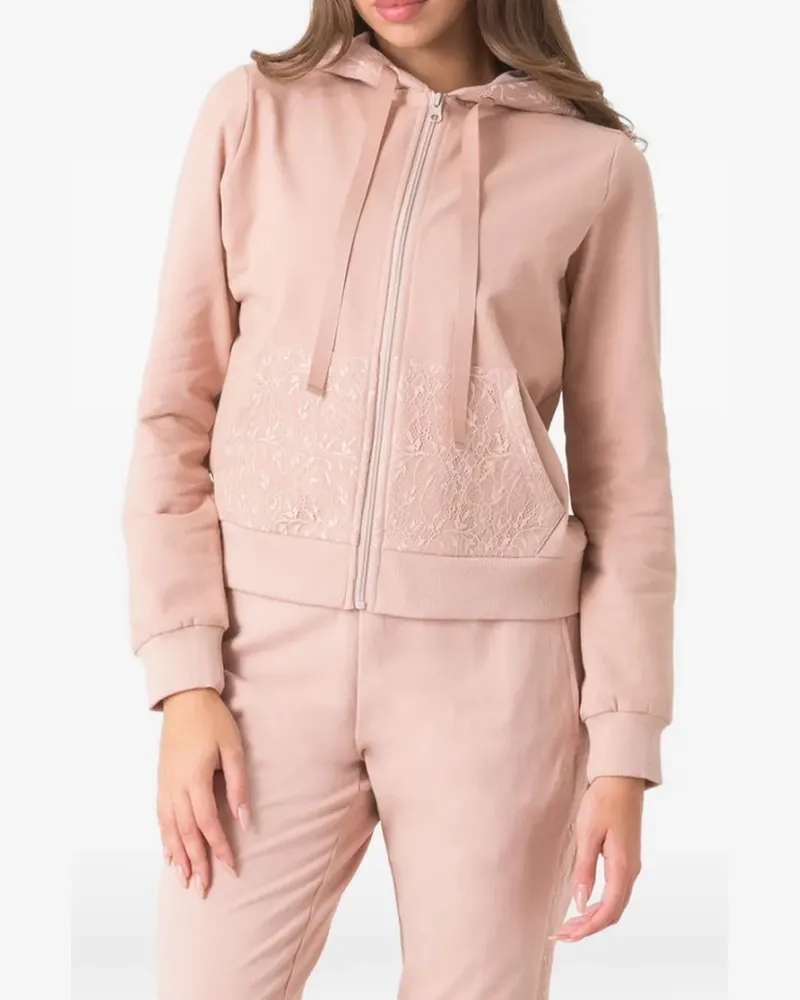 Dimensione Danza lace-detail hoodie - Rosa Rosa