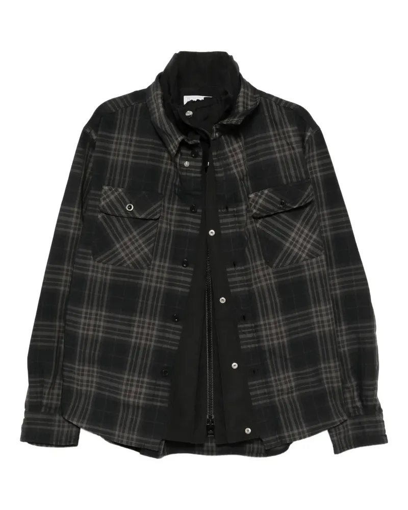 Sacai Karierte Jacke - Schwarz Schwarz
