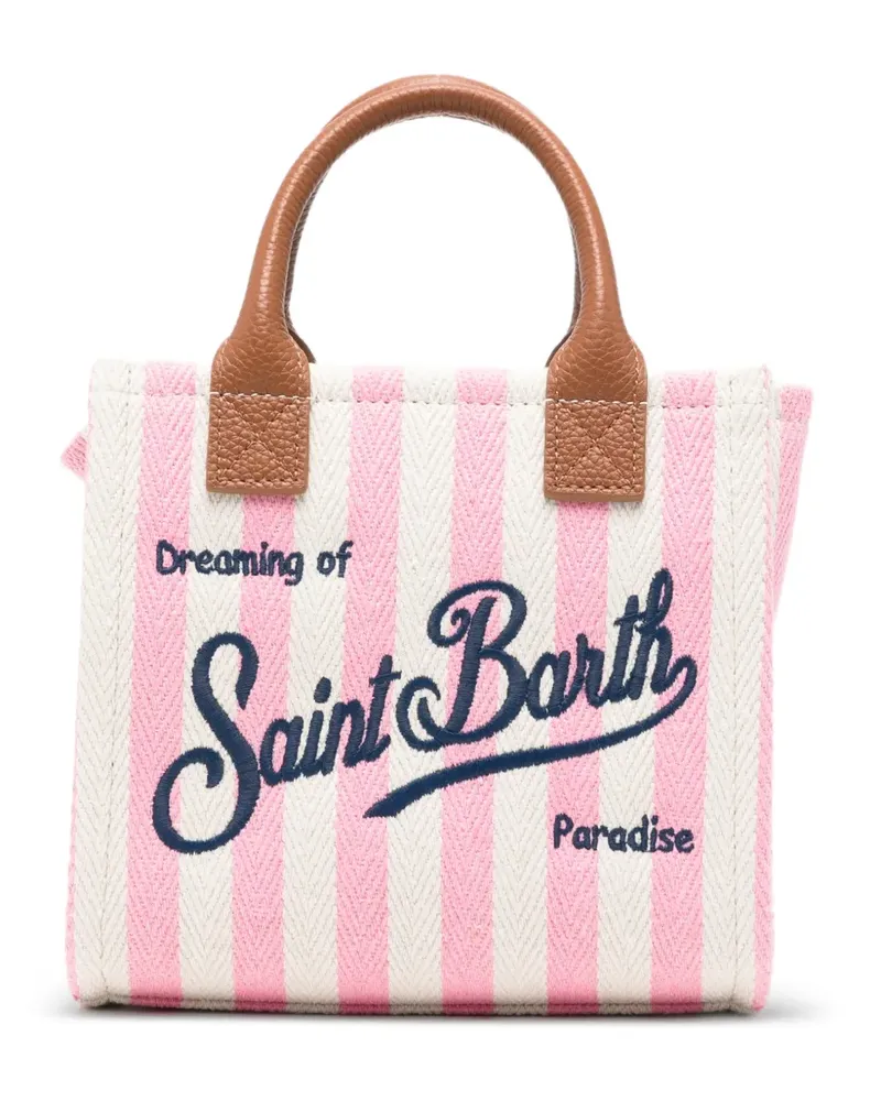 MC2 Saint Barth mini Vanity striped logo-embroidered tote bag - Rosa Rosa