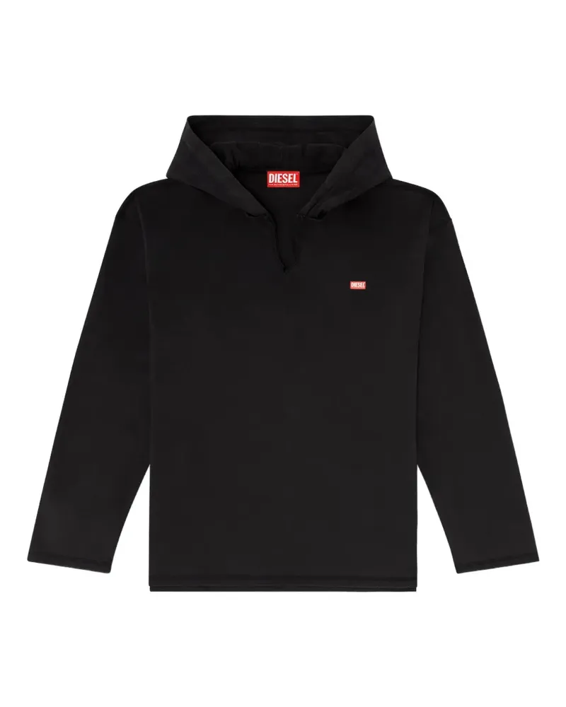 Diesel long-sleeve T-shirt with flannel hood - Schwarz Schwarz
