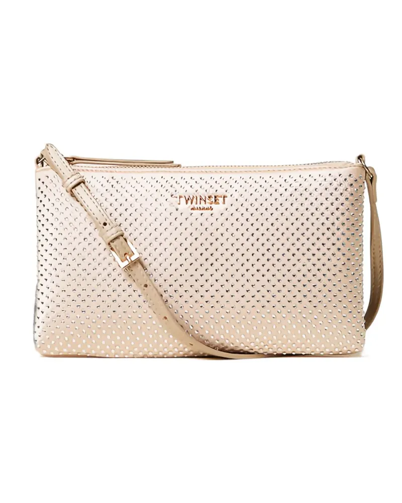 Twin-Set Mini Satintasche mit Strass - Nude Nude