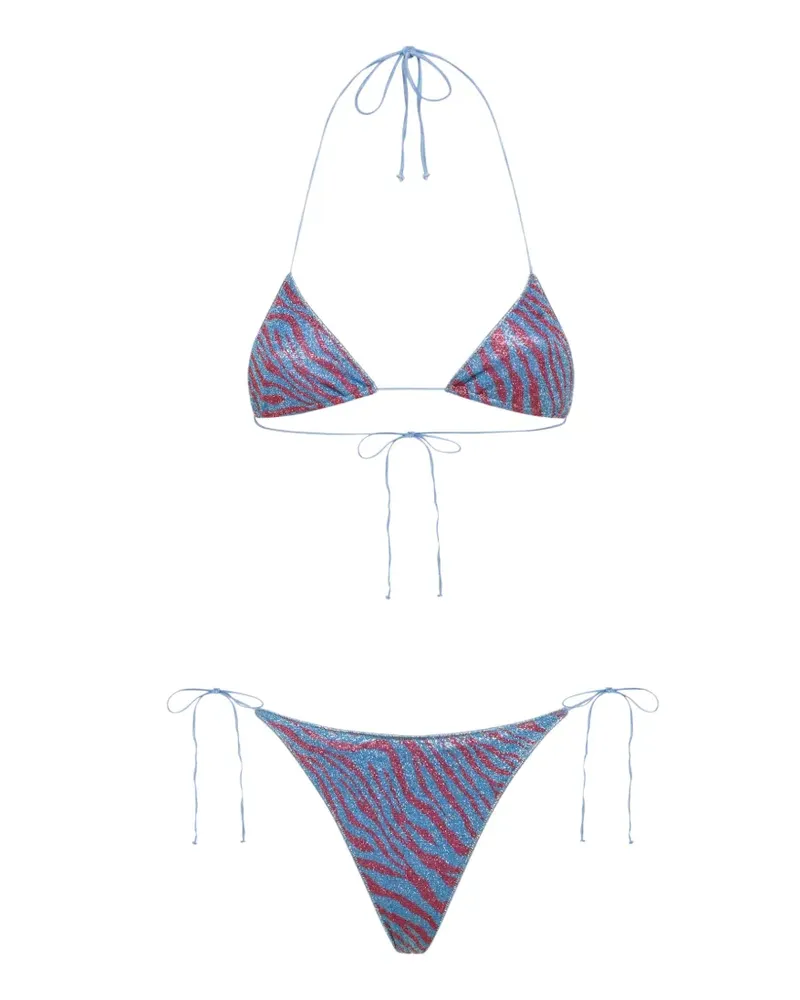 Oséree Animalier Bikini mit Glitter-Optik - Blau Blau