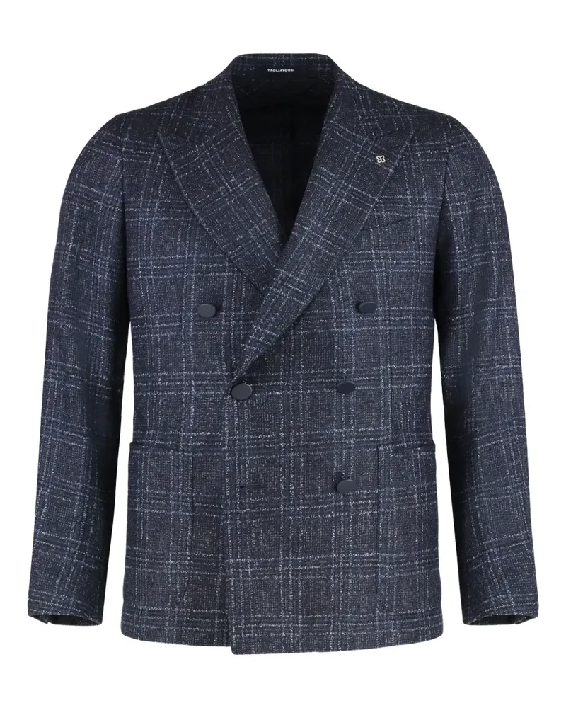 Tagliatore double-breasted checked jacket - Blau Blau