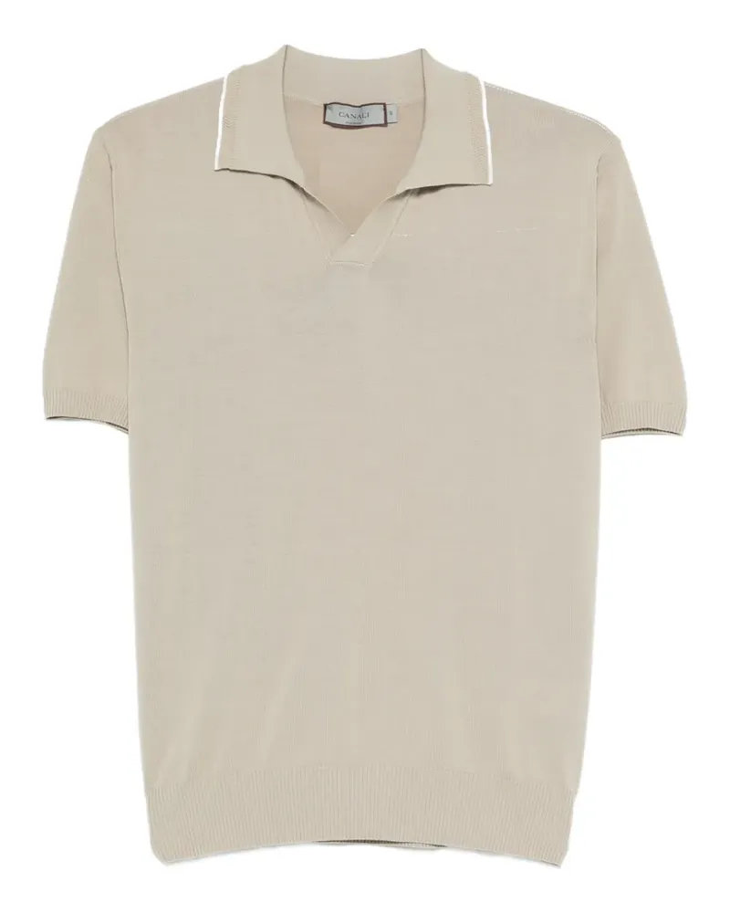 Canali T-Shirt mit V-Ausschnitt - Nude Nude