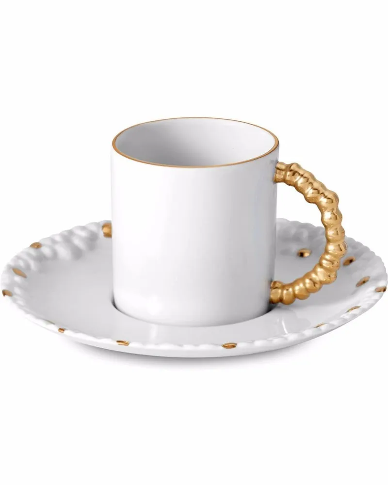 L’OBJET Mojave Espressotasse mit Untersetzer - Weiß Weiß