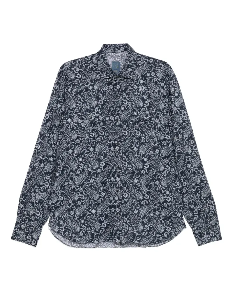 BARBA Hemd mit Paisleymuster - Blau Blau