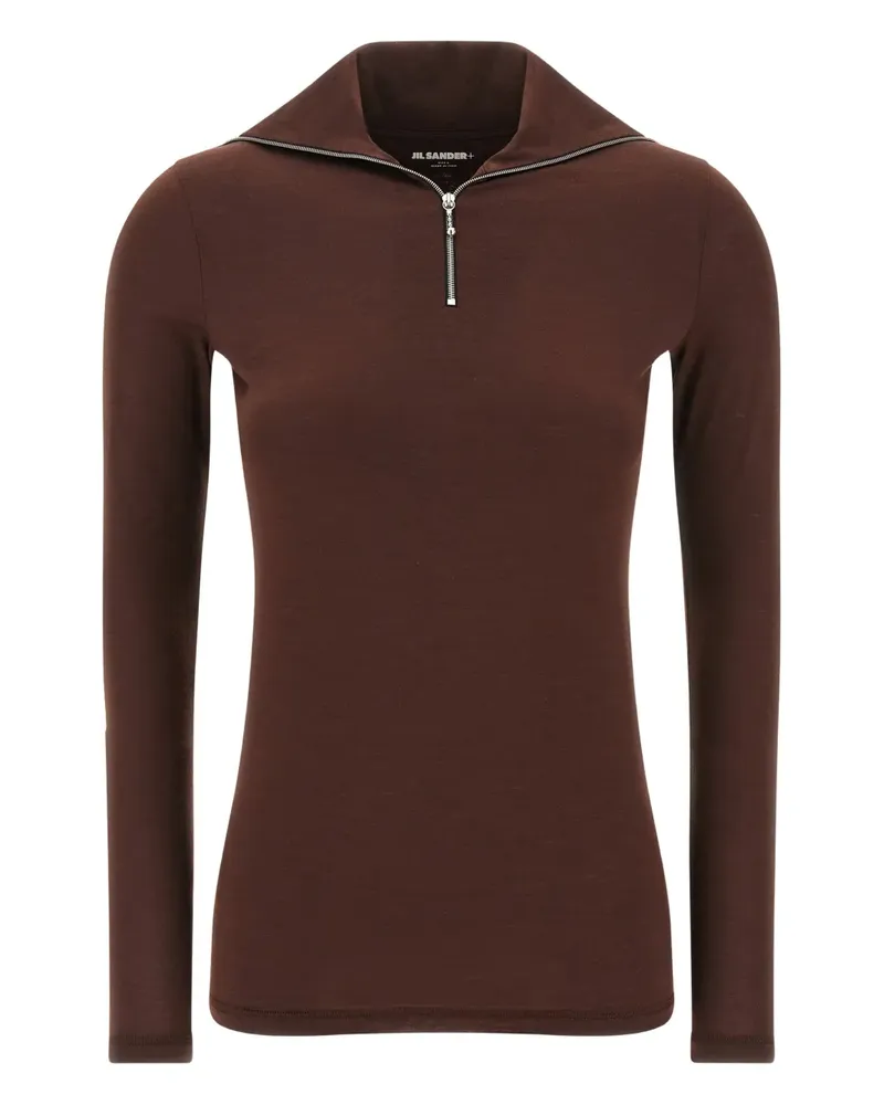 Jil Sander Sweatshirt mit kurzem Reißverschluss - Rot Rot