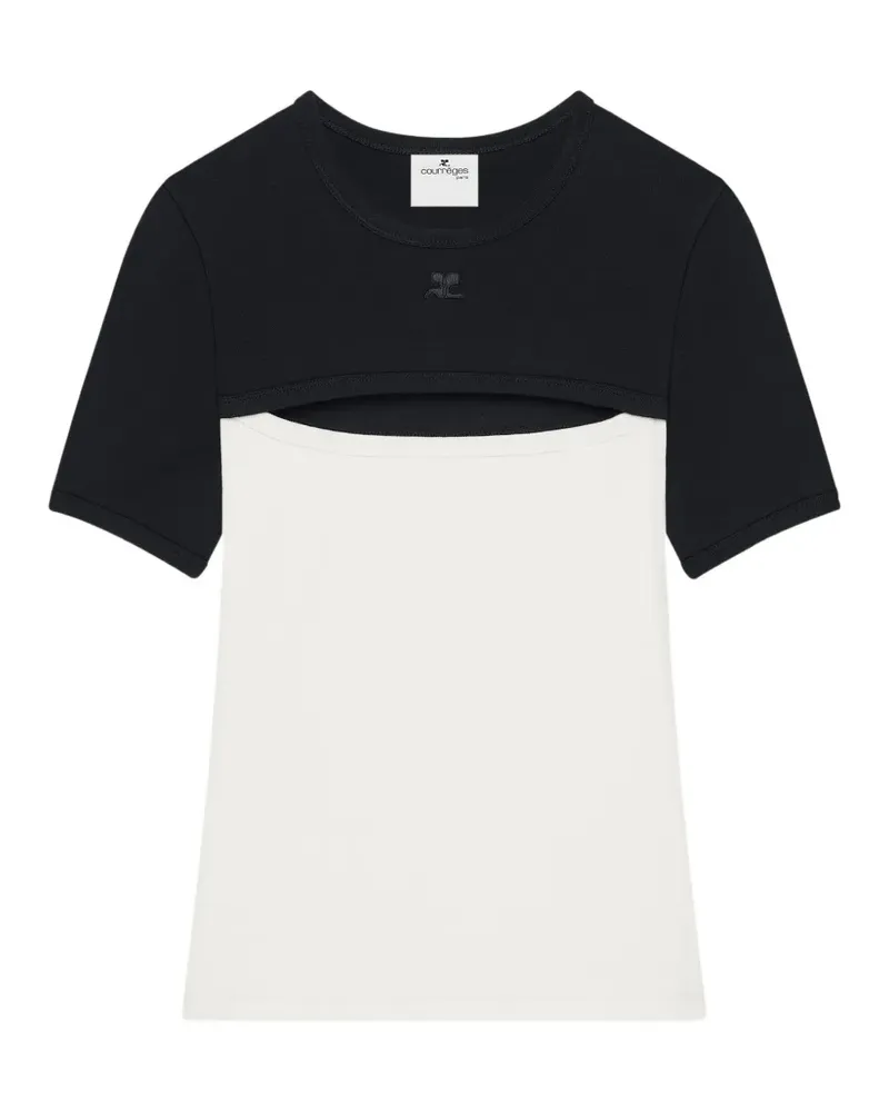 Courrèges T-Shirt in Colour-Block-Optik - Weiß Weiß