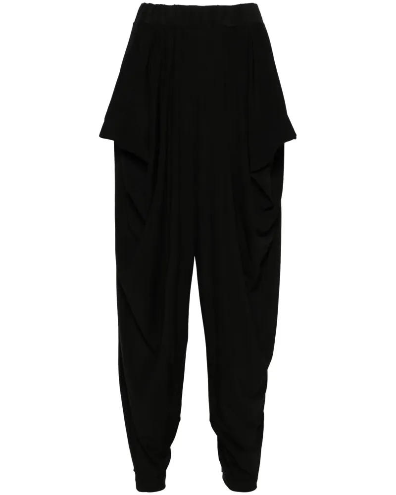 Issey Miyake Tapered-Hose mit Drapierung - Schwarz Schwarz