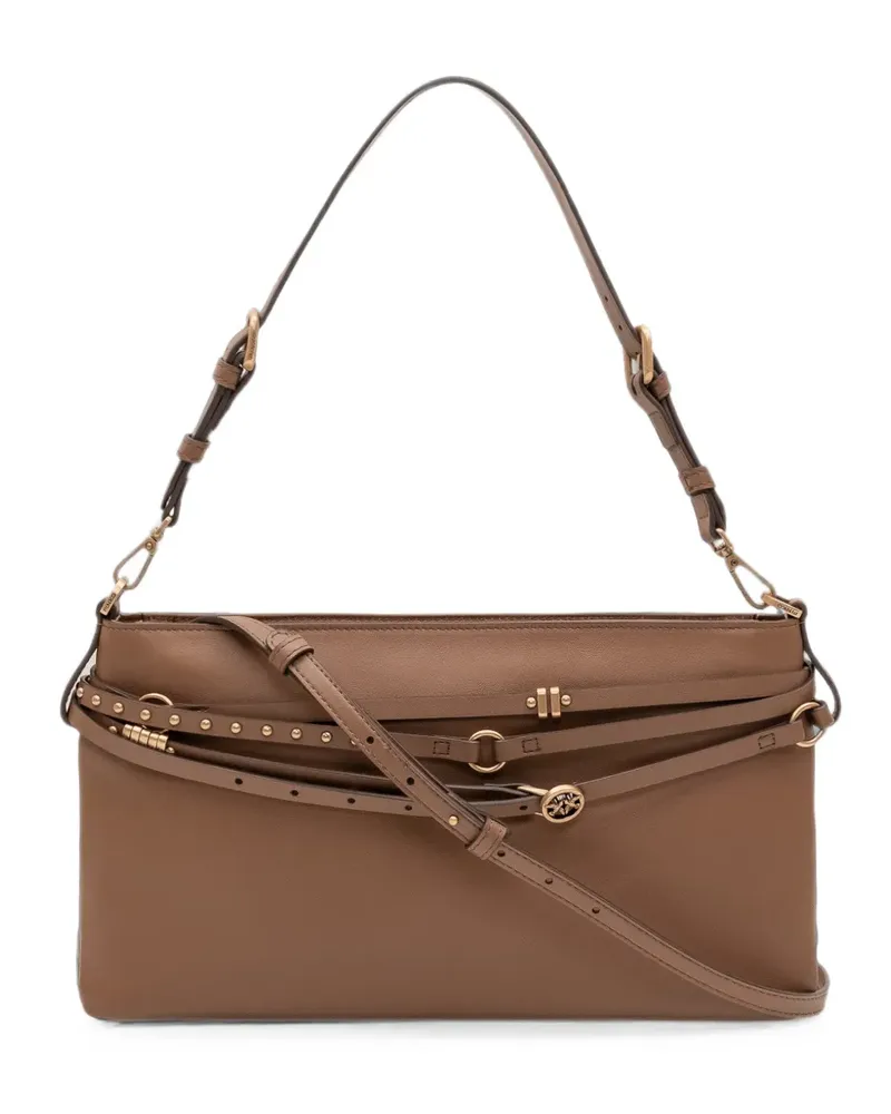 Pinko Belt Bag medium shoulder bag in leather - Braun Braun
