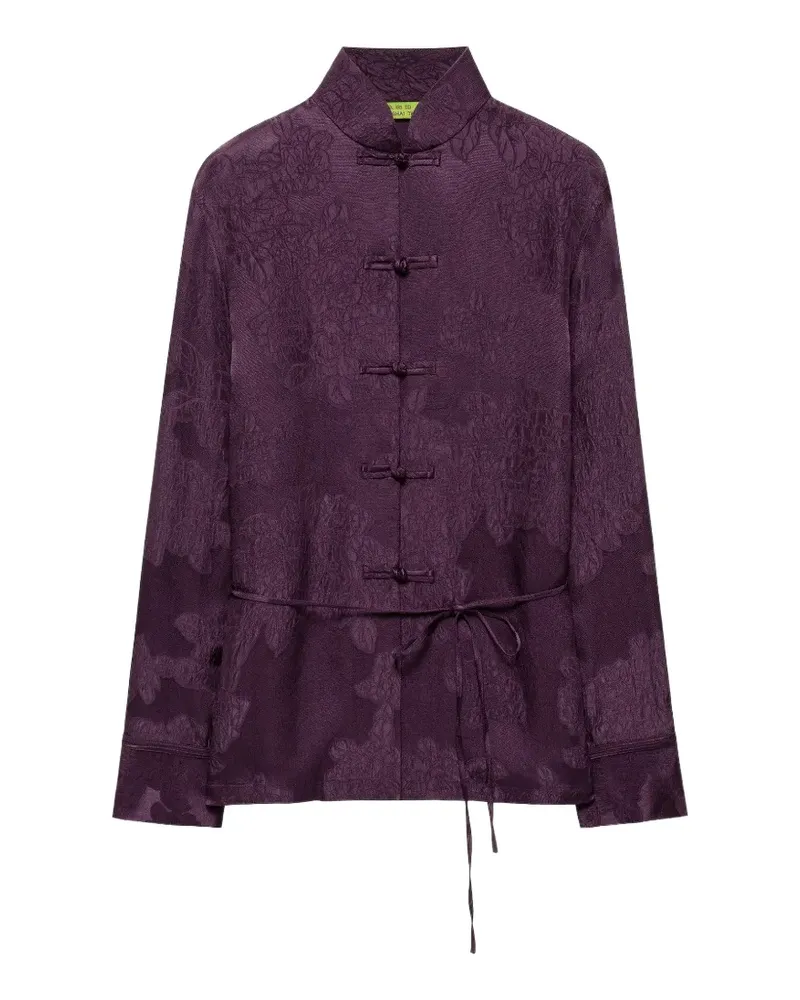 Shanghai Tang Seidenbluse mit Blumenprint - Violett Violett