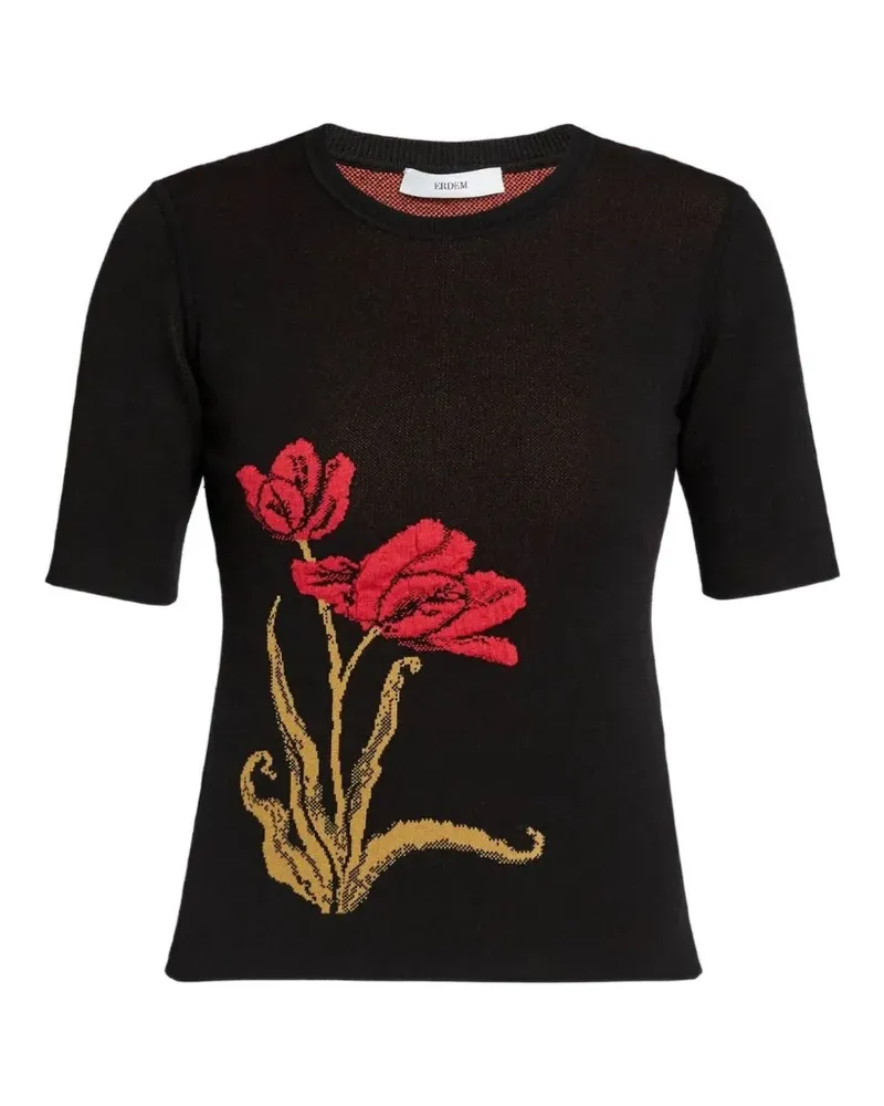 Erdem T-Shirt aus Blumenjacquard - Schwarz Schwarz