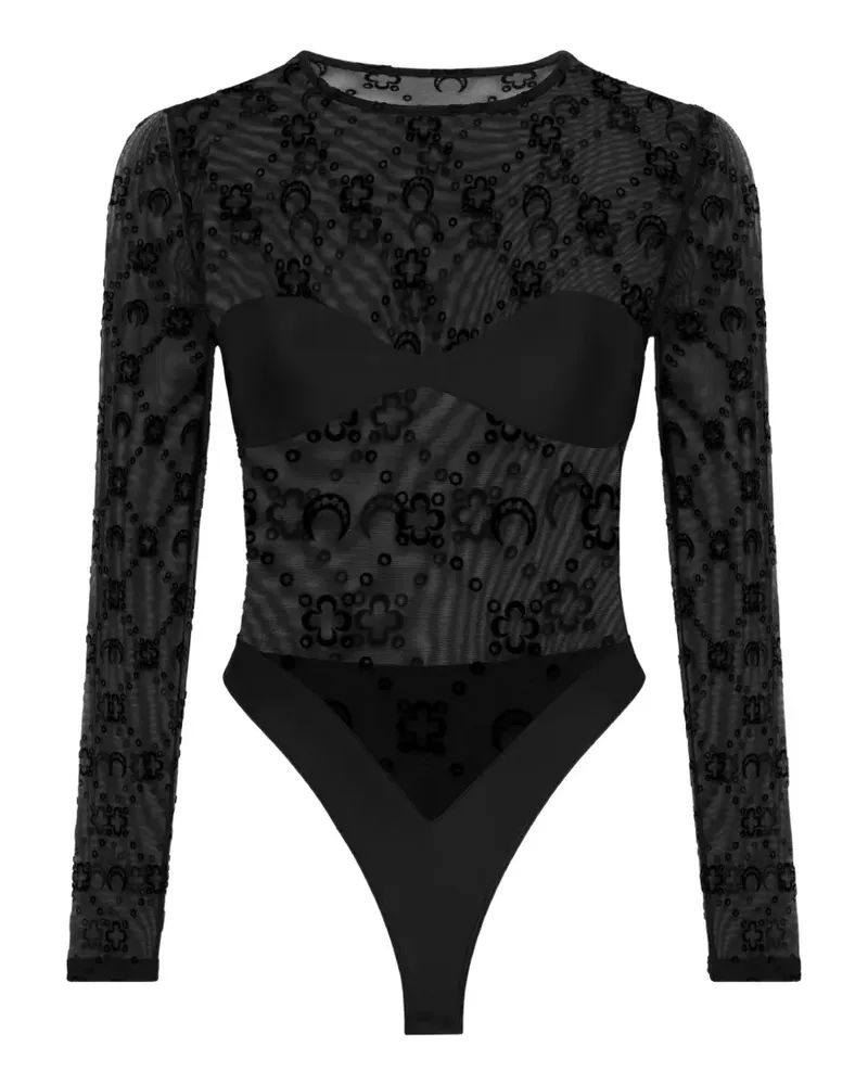 Marine Serre Moonogram long-sleeve bodysuit - Schwarz Schwarz