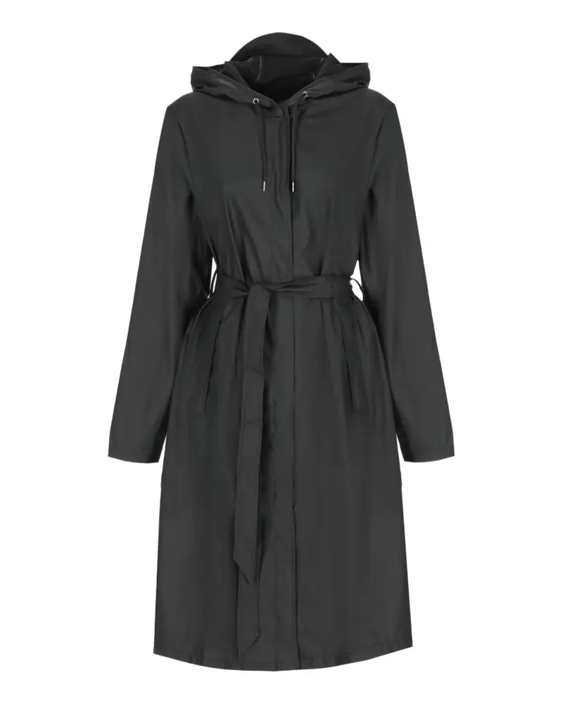 RAINS belted A-line coat - Schwarz Schwarz