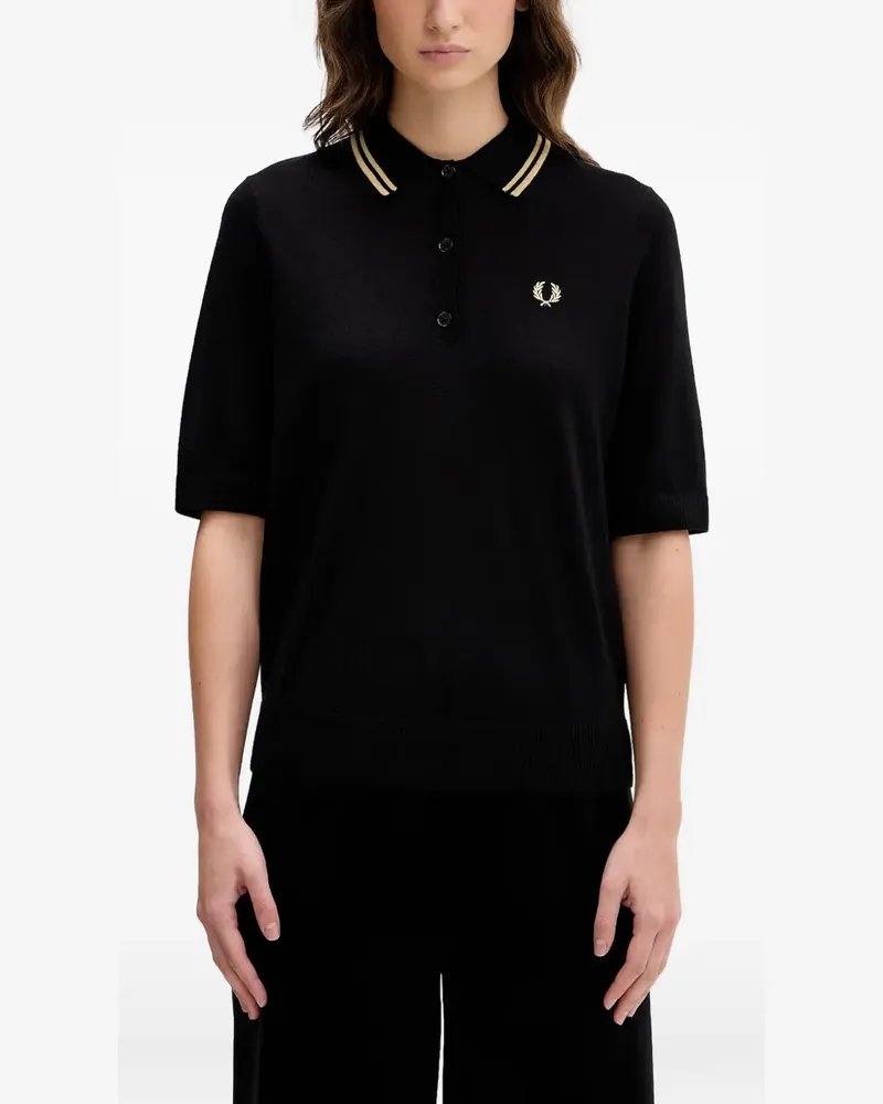 Fred Perry knitted logo-embroidered polo shirt - Schwarz Schwarz
