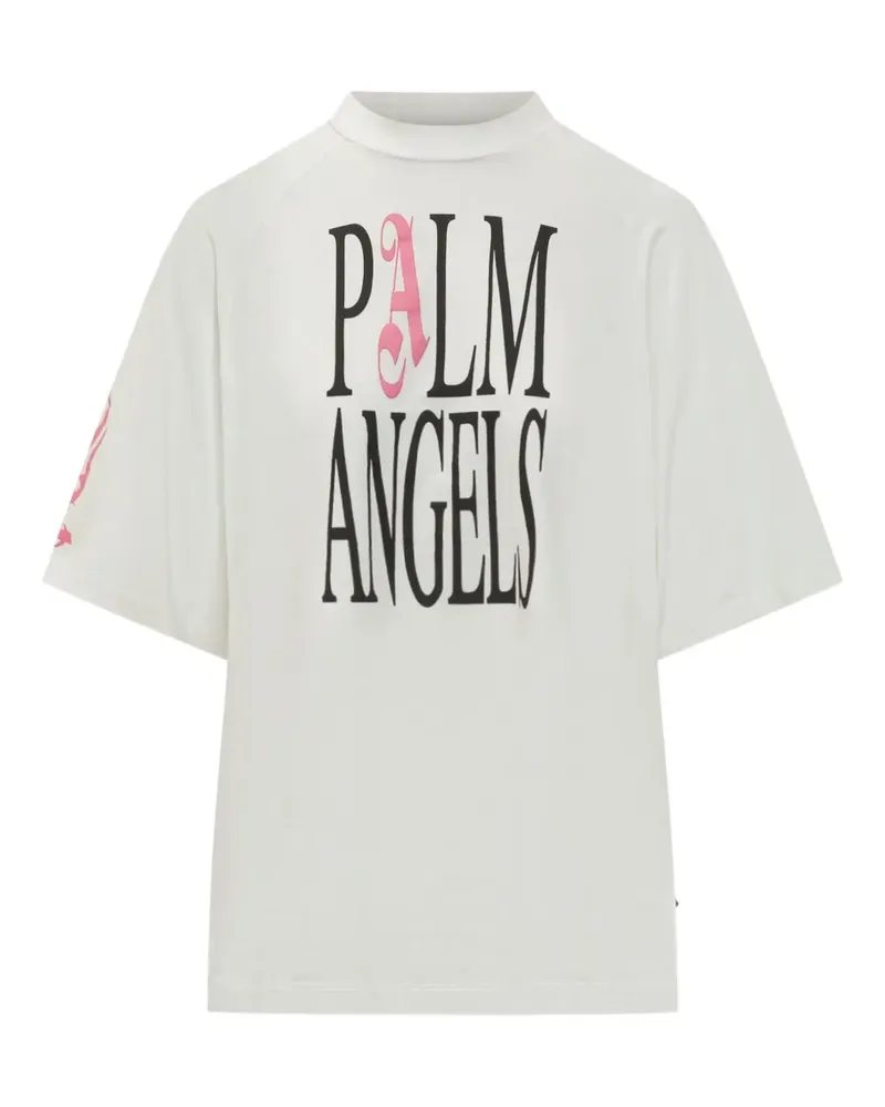 Palm Angels Lockeres T-Shirt mit Flammen-Print - Weiß Weiß
