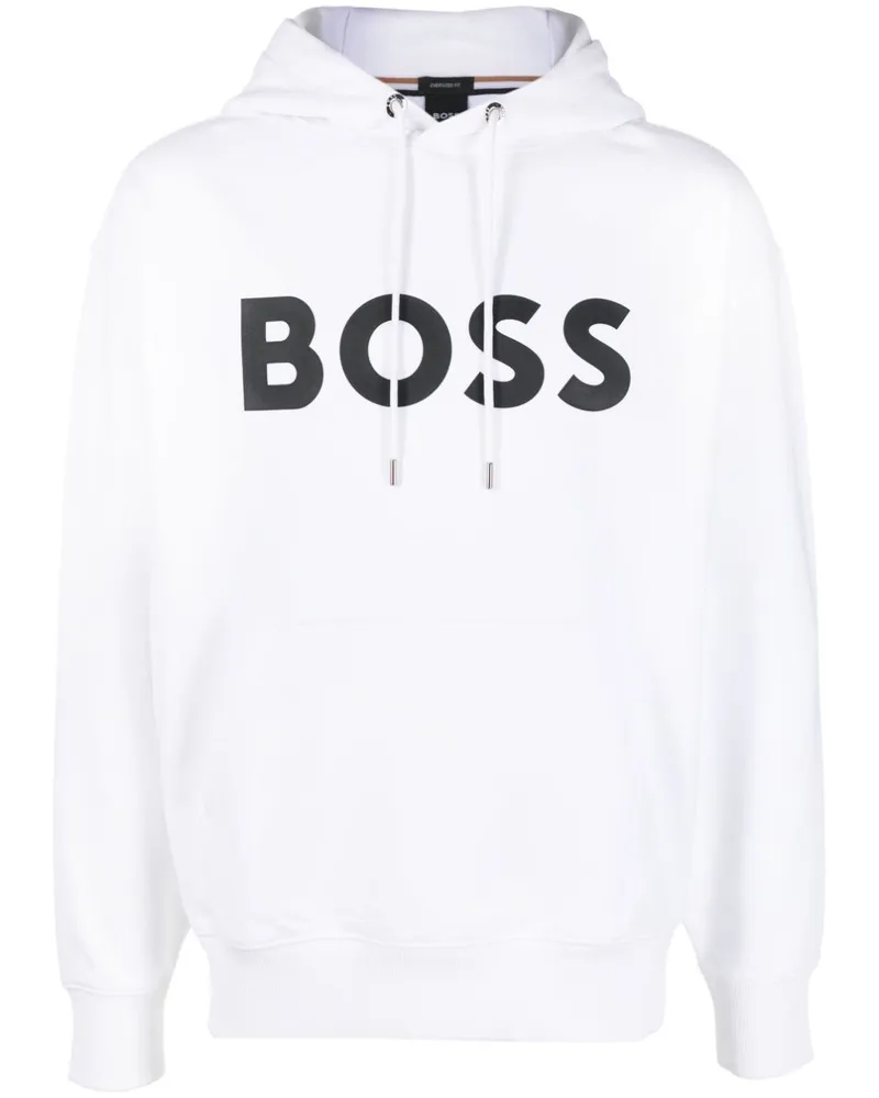 HUGO BOSS Hoodie mit Logo-Print - Weiß Weiß
