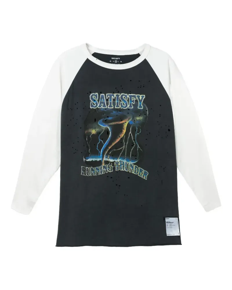 Satisfy MothTech™ distressed three-quarter sleeve T-shirt - Grau Grau