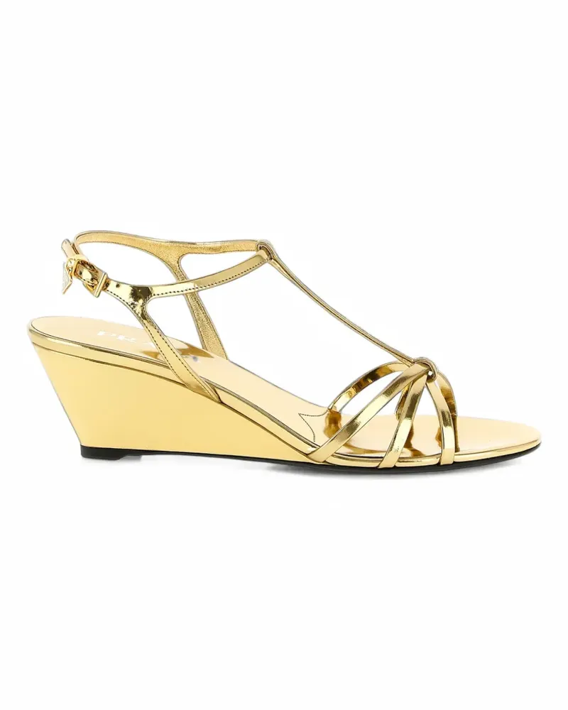Prada Wedge-Sandalen im Metallic-Look - Gold Gold
