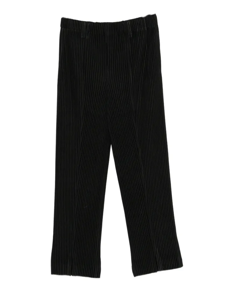 Issey Miyake pleated slit-hem trousers - Schwarz Schwarz