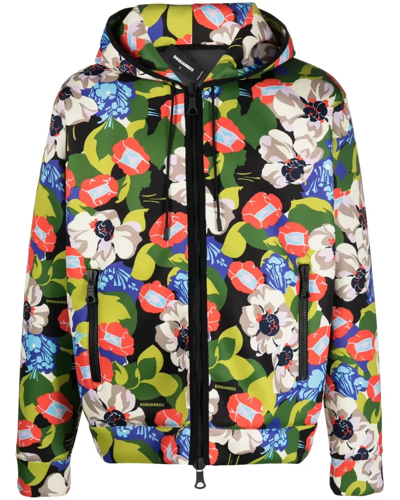 Dsquared2 Kapuzenjacke mit Blumen-Print - Grün Grün
