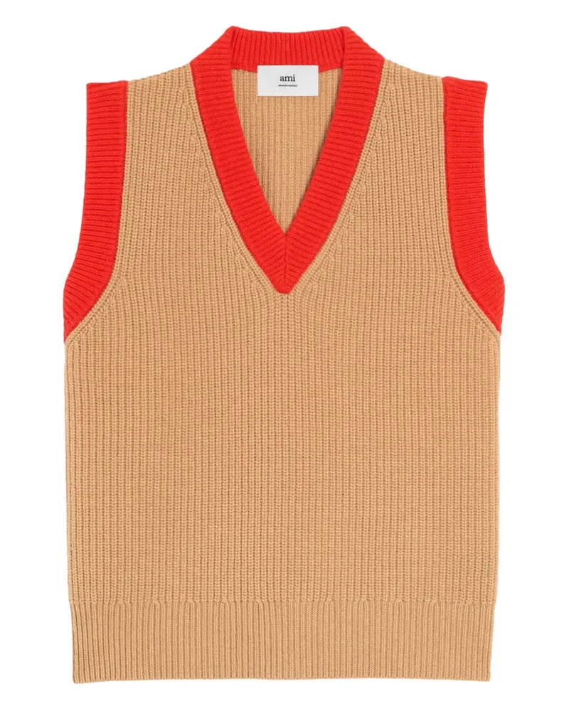 AMI Paris Pullunder mit V-Ausschnitt - Nude Nude