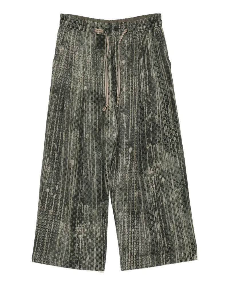 Ziggy Chen Gemusterte Hose mit Kordelzug - Grün Grün