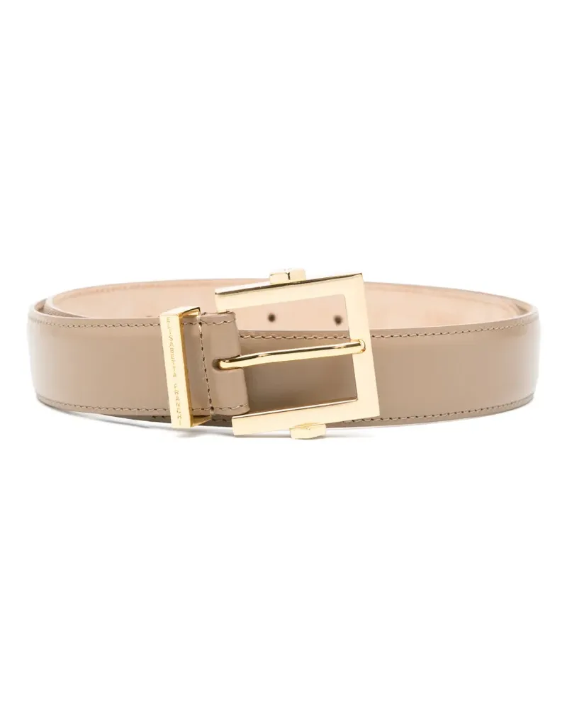 Elisabetta Franchi logo-plaque buckle belt - Nude Nude