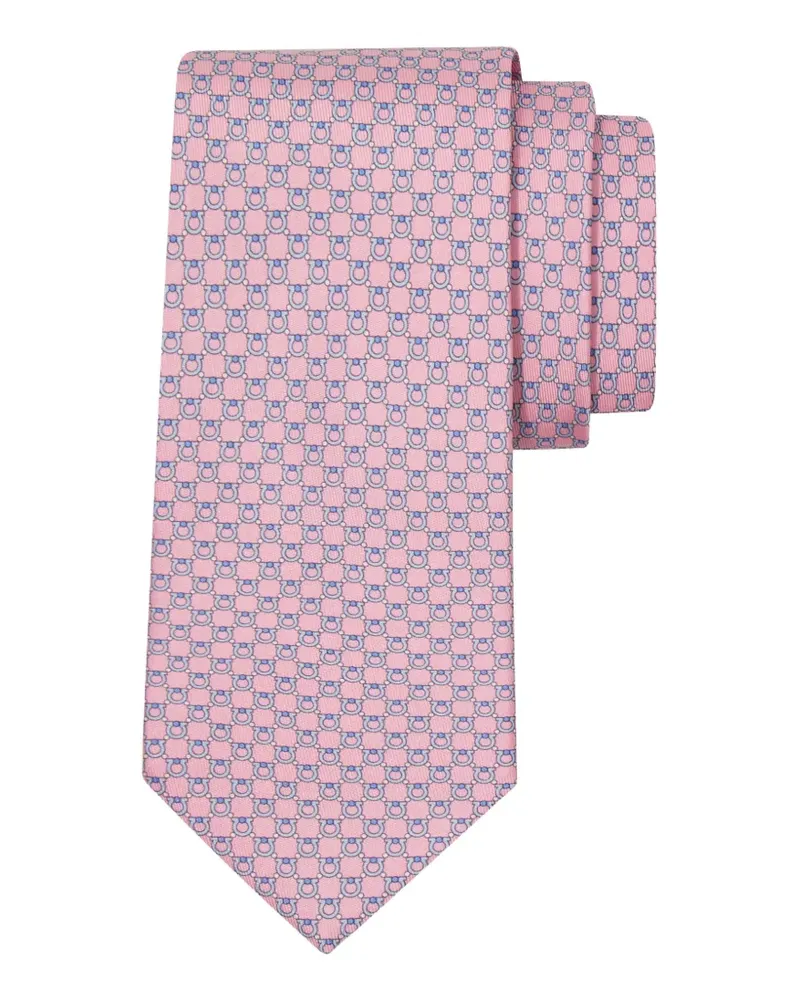 Ferragamo Seidenkrawatte mit Gancini-Print - Rosa Rosa