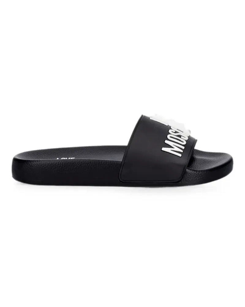 Moschino logo-lettering slides - Schwarz Schwarz