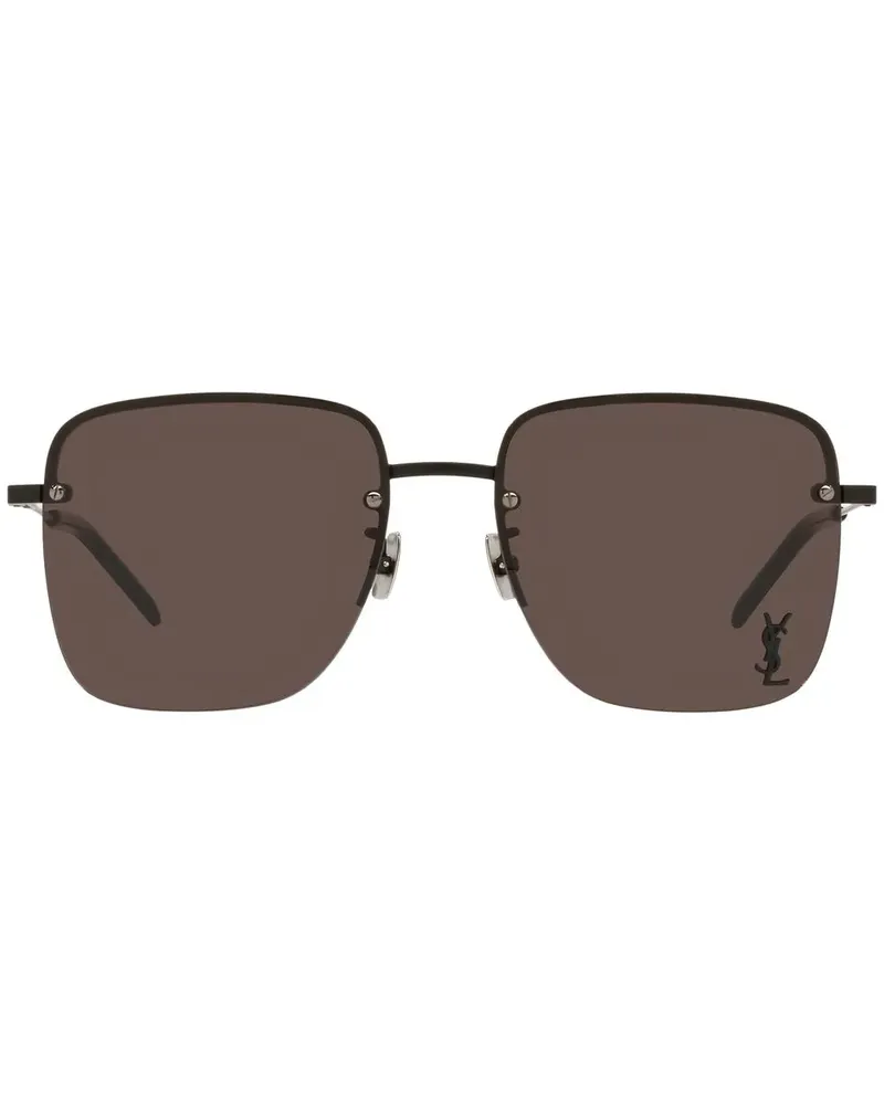 Saint Laurent Eckige Sonnenbrille mit Monogramm - Schwarz Schwarz